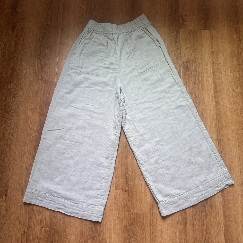 Laude the Label 100% Cotton Blue Wide Leg Crop Pants Size S